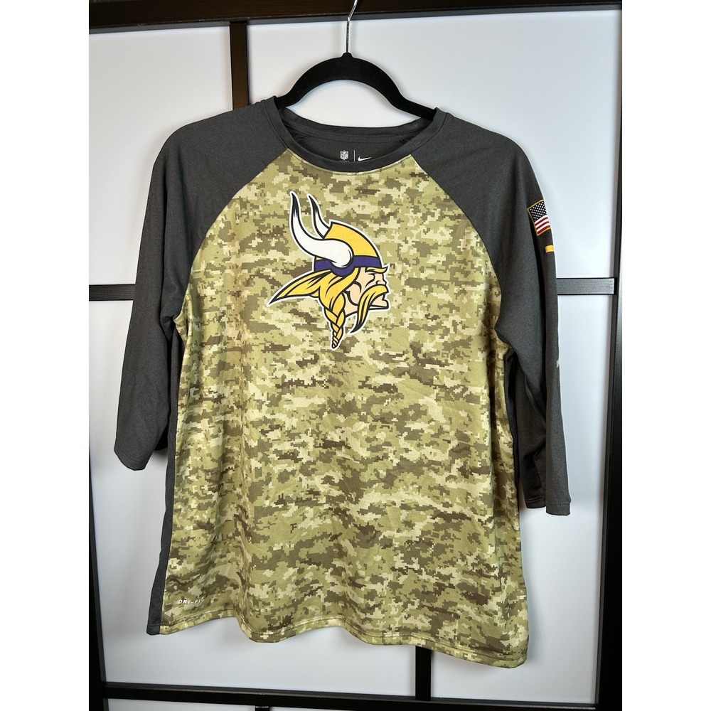 Minnesota‎ Vikings Nike Women's Camo Athletic Long Sleev Shirt Size XL